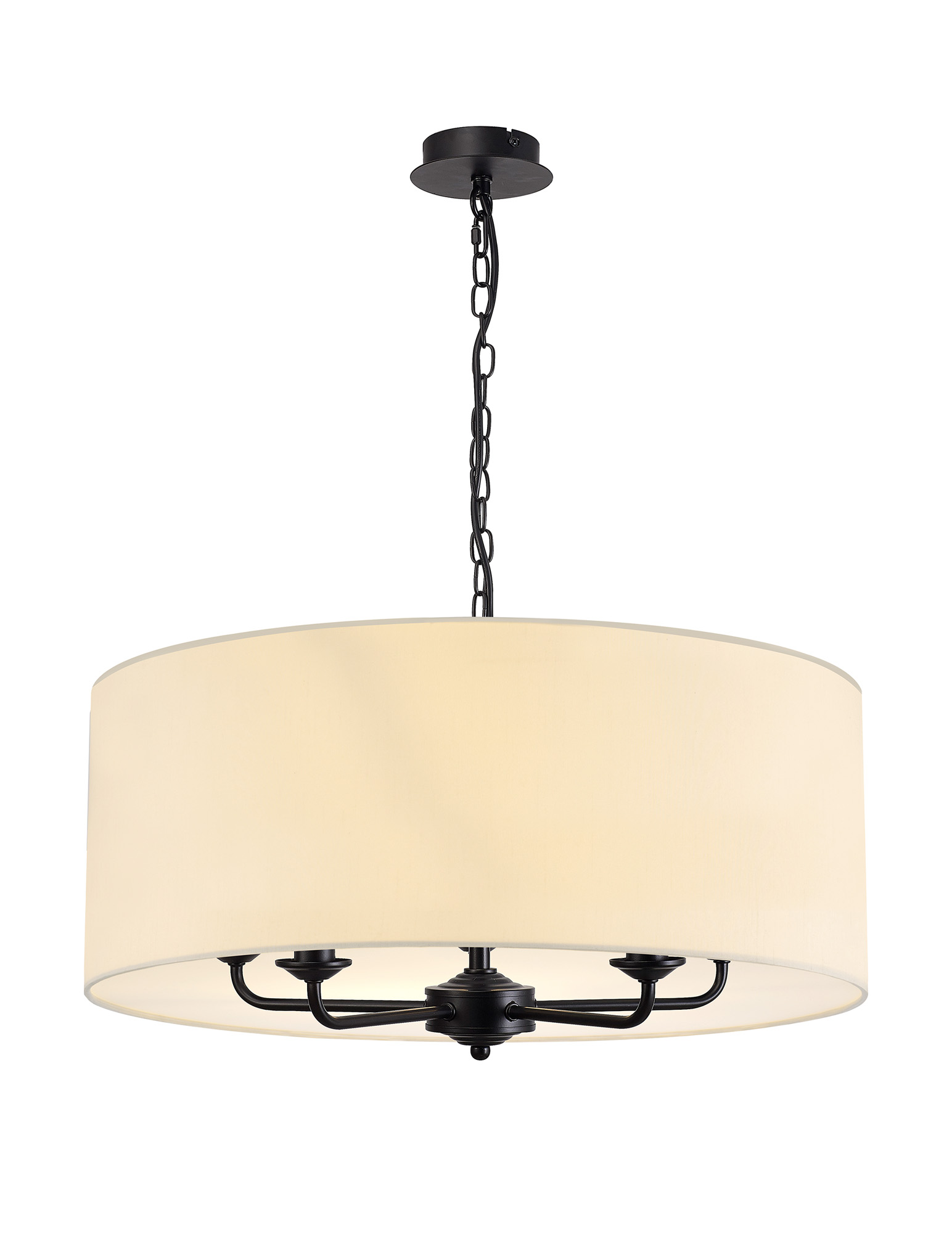 Banyan 60cm 5 Light Pendant Matt Black; Ivory Pearl